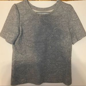 Ann Taylor LOFT Gray Quilted Short Sleeve Top Womens Casual Wear